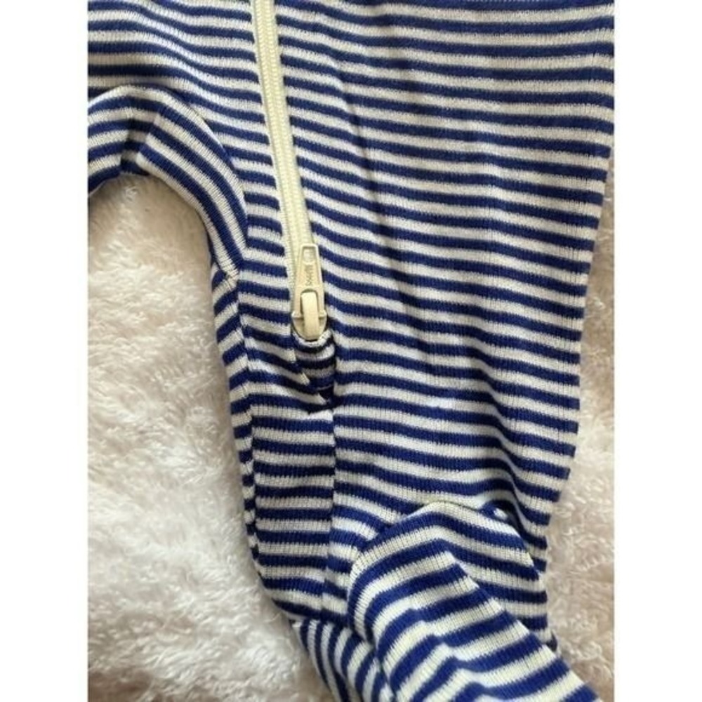 Wonder Nation Baby 2 Pack Sleep and Play Pajamas 3-6M Blue Smiley Stripe Modal - Picture 6 of 9